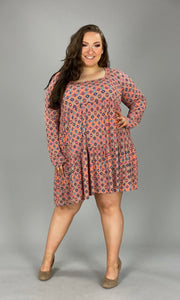 82 PLS-A {Let Me Adore You} Olive Print Tiered Dress PLUS SIZE 1X 2X 3X