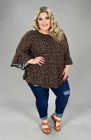 93 PQ-B {No Competing} Black/Brown Animal Print Top EXTENDED PLUS SIZE 3X 4X 5X