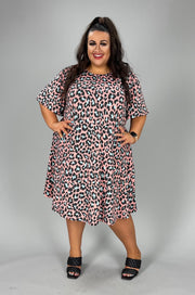 84 PSS-N {Take Two} Pink Blue Leopard Print Dress EXTENDED PLUS SIZE 3X 4X 5X