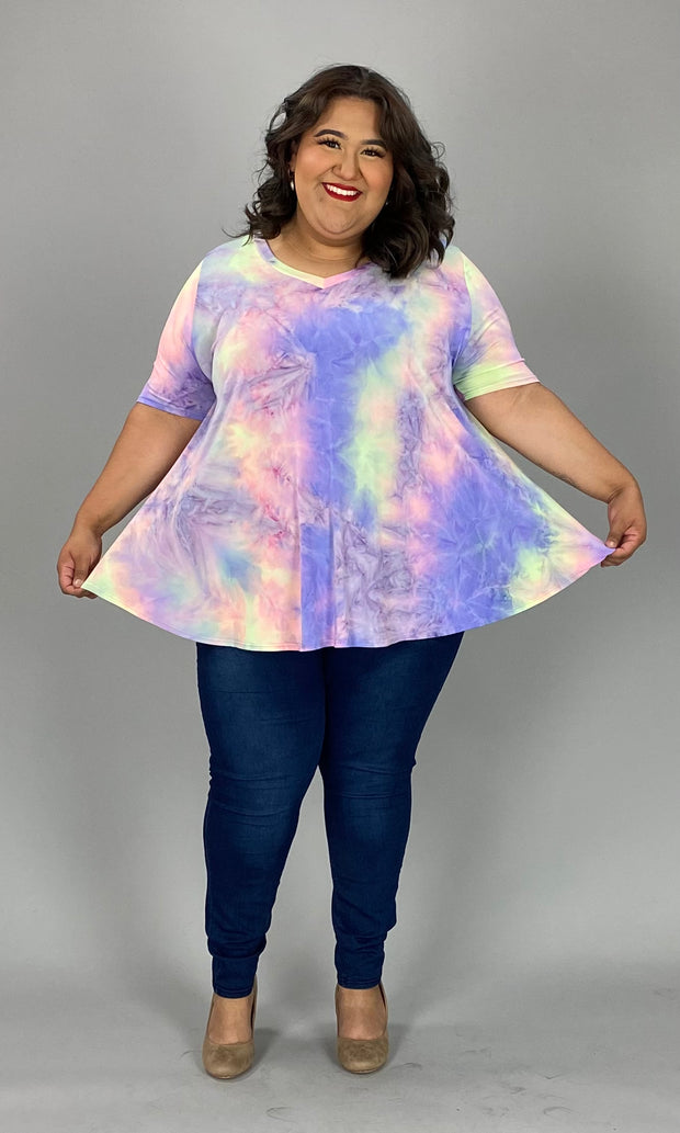 26 PSS-E {Brightest Days} Multi-Color Tie Dye V-Neck Top EXTENDED PLUS SIZE 3X 4X 5X