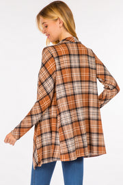 58 OT-P {Lead You Through} Camel Plaid Cardigan PLUS SIZE 1X 2X 3X Shacket