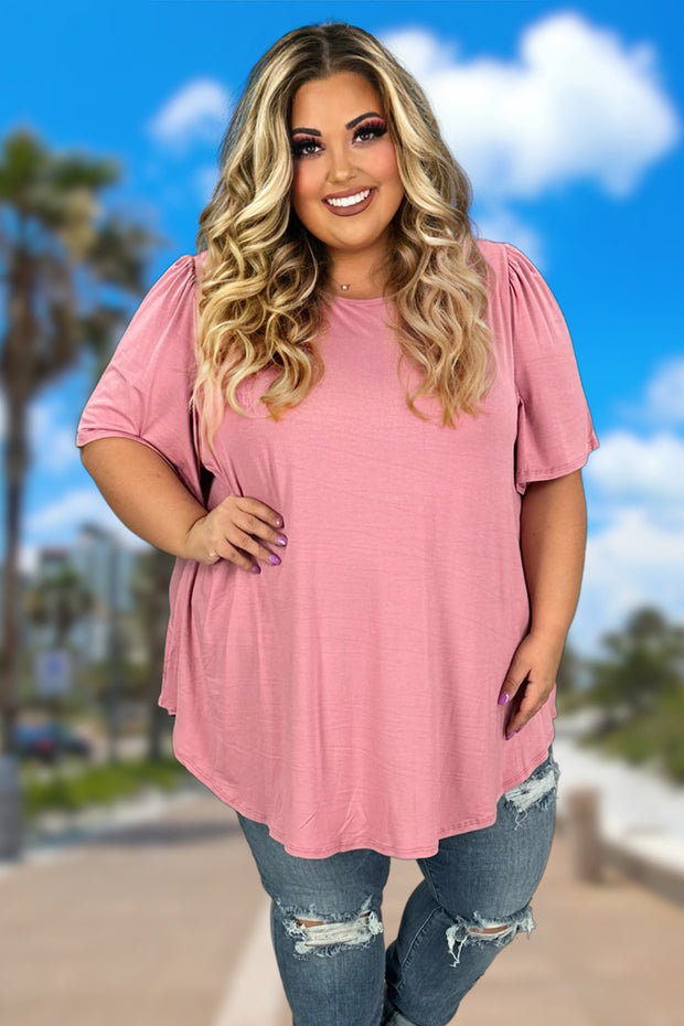 17 SSS-I {Being Optimistic} Rose Short Sleeve Tunic EXTENDED PLUS SIZE 3X 4X 5X