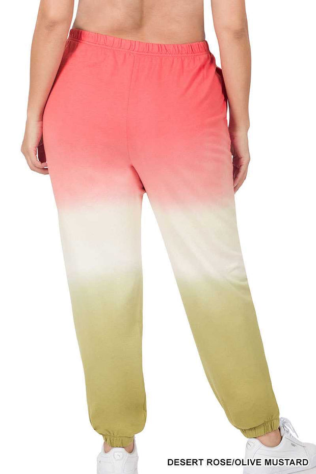 LEG - 99  {My Personal Best} Desert Rose/Olive Dip-Dye Joggers SALE!!! PLUS SIZE 1X 2X 3X