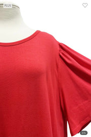 28 SSS-M {Being Optimistic} Tomato Red Short Sleeve Tunic EXTENDED PLUS SIZE 3X 4X 5X