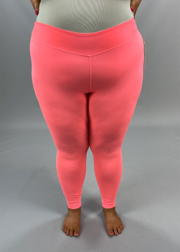 BIN 98 {Vibrant Minds} LEGGINGS Neon Coral PLUS SIZE {Fits 12-18}