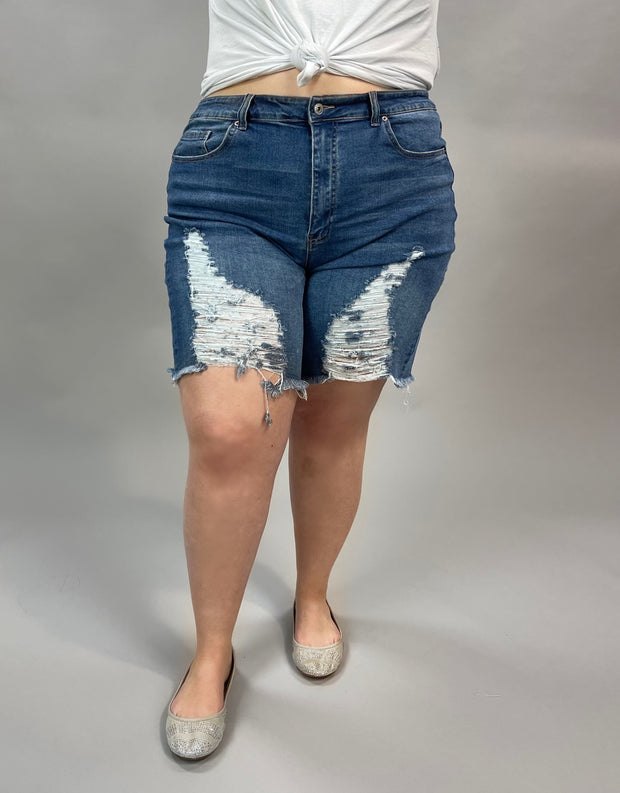 LEG-O OR BT-A {Yes To Distress} High Rise Distressed Shorts PLUS SIZE 1X 2X 3X SALE!!!