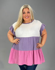 93 CP-D {Loyal To You} Purple/Fuchsia Tiered Tunic PLUS SIZE 1X 2X 3X