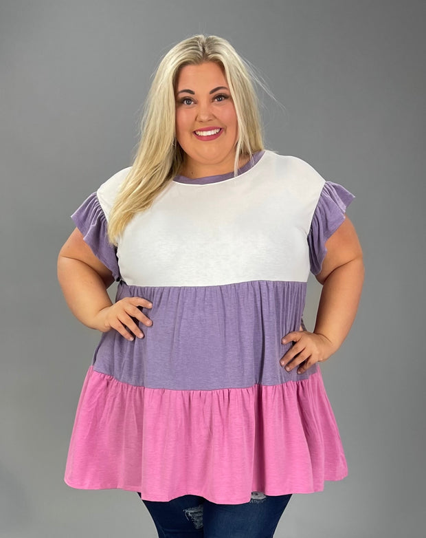 93 CP-D {Loyal To You} Purple/Fuchsia Tiered Tunic PLUS SIZE 1X 2X 3X