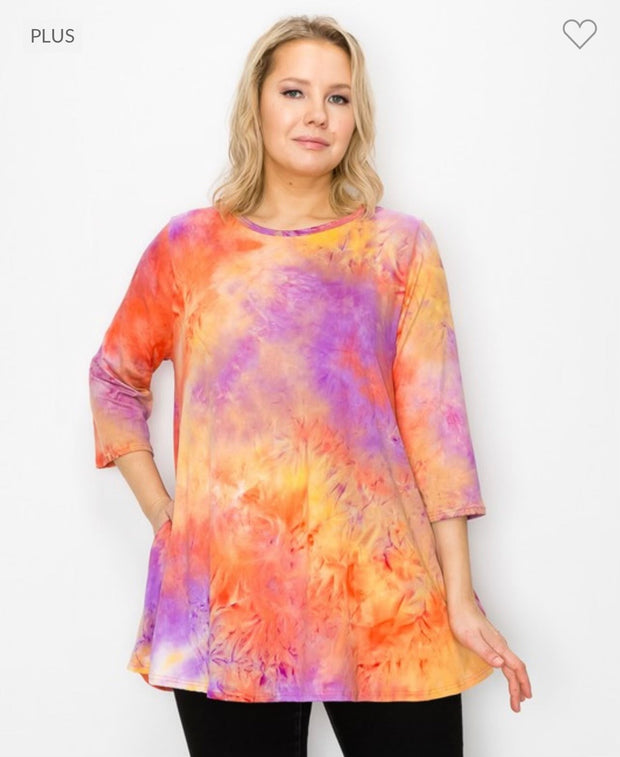 34 PQ-A {Friendly Chat} ***SALE***Purple & Orange Tie Dye EXTENDED 3X 4X 5X