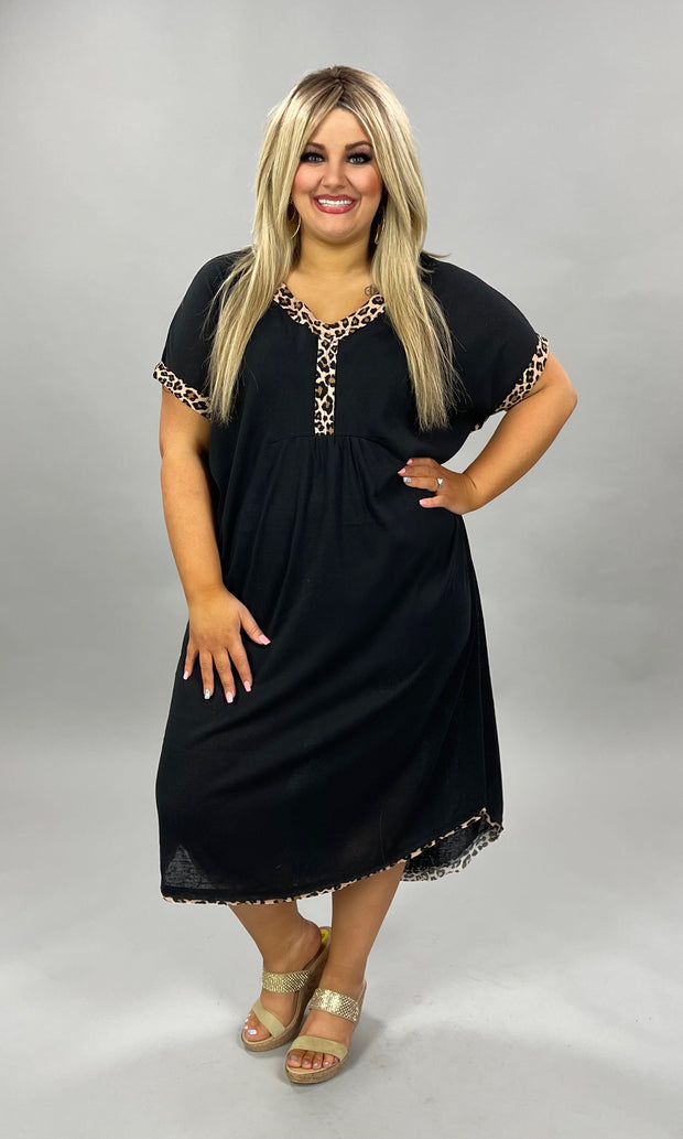 60 OR 32 CP-D {Going The Distance} Umgee Black Leopard Print Dress PLUS SIZE XL 1X 2X