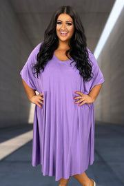 28 SSS-B {Curvy Hourglass} Lilac V-Neck Dress w/Pleated Detailing CURVY BRAND!!!! EXTENDED PLUS SIZE XL 2X 3X 4X 5X 6X  {Runs Larger!!!}