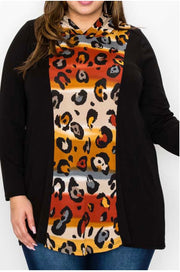 59 OR 32 HD-B {Admiration} Black/Rust Animal Print SALE!!! Hoodie CURVY BRAND!! EXTENDED PLUS SIZE 4X 5X 6X