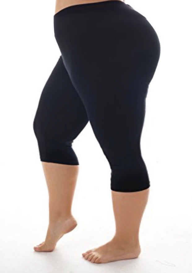 LEG-K {Get On Up} Black Butter Soft Capri Leggings EXTENDED PLUS  SIZE 3X - 5X