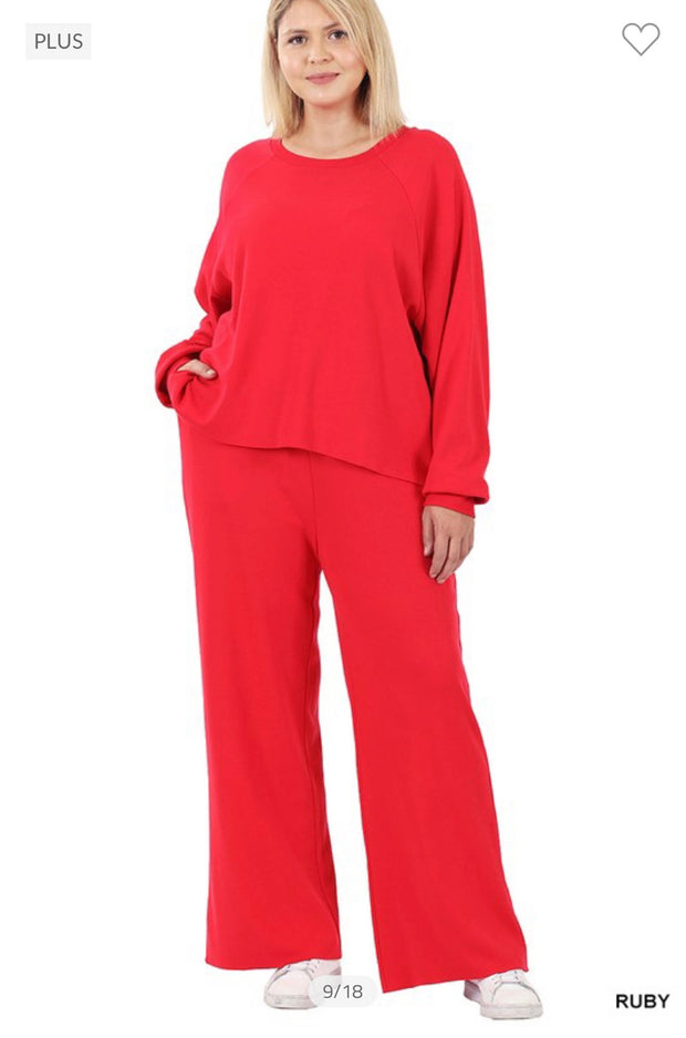 63 OR 17 SET-C {Raising The Bar} Ruby SALE!! Red Loungewear Set PLUS SIZE 1X 2X 3X