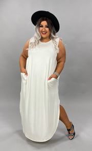 LD-R {Happiest Of All}  SALE!! Cream Sleeveless Long Dress PLUS SIZE 1X 2X 3X