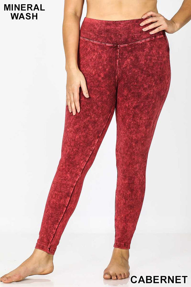 BIN 99 {Cool Touch} ***FLASH SALE*** Cabernet Mineral Wash Leggings EXTENDED PLUS SIZE 1X 2X 3X 4X 5X 6X