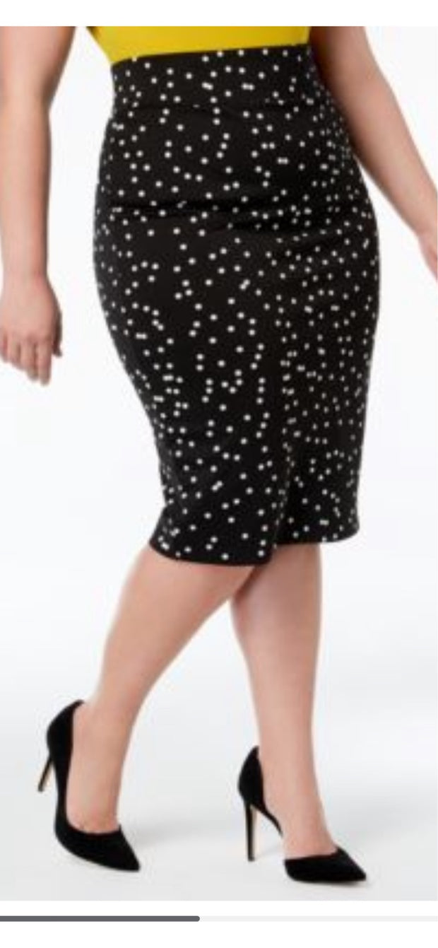 BT-M  M-109  {Alfani} Black Dot Skirt Retail 69.50 PLUS SIZE 22w