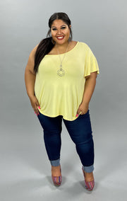 80 OS-B {Hang Loose}  YELLOW Tunic W/One Shoulder PLUS SIZE 1X 2X 3X  SALE!!!