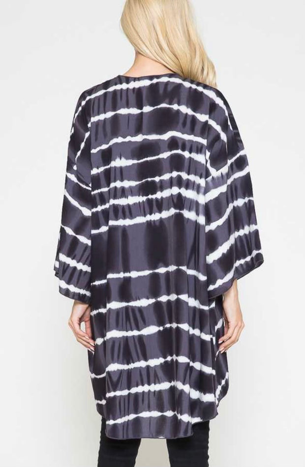 15 OT-B {Set In Motion} Charcoal Gray ***SALE***Tie Dye Kimono PLUS SIZE 1X 2X 3X