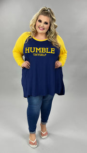 27 GT-B {Humble Thyself} Gold & Navy Graphic Tee CURVY BRAND EXTENDED PLUS SIZE 1X 2X 3X 4X 5X 6X