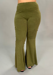 BT-P "UMGEE" Olive Prewashed Cotton  Flared Leg Pants PLUS  SIZE