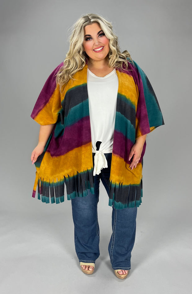 63 OT-B {Painting Rainbows} Magenta Striped Cardigan PLUS SIZE 1X/2X  2X/3X