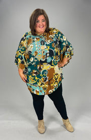 30 PQ-P {High Society} Green Multi-Color Print Tunic SALE!! EXTENDED PLUS SIZE 3X 4X 5X