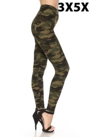 LEG-33 {My Best Assets} Olive Camo Full Length Leggings EXTENDED PLUS SIZE 3X/5X