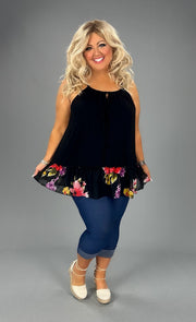24 SV-V {Private Oasis} SALE!! Black Floral Ruffle Top PLUS SIZE 1X 2X 3X