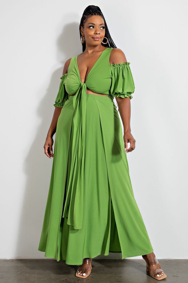 52 SET {Ready For Fame} Green 2 Piece Skirt Set PLUS SIZE 1X 2X 3X