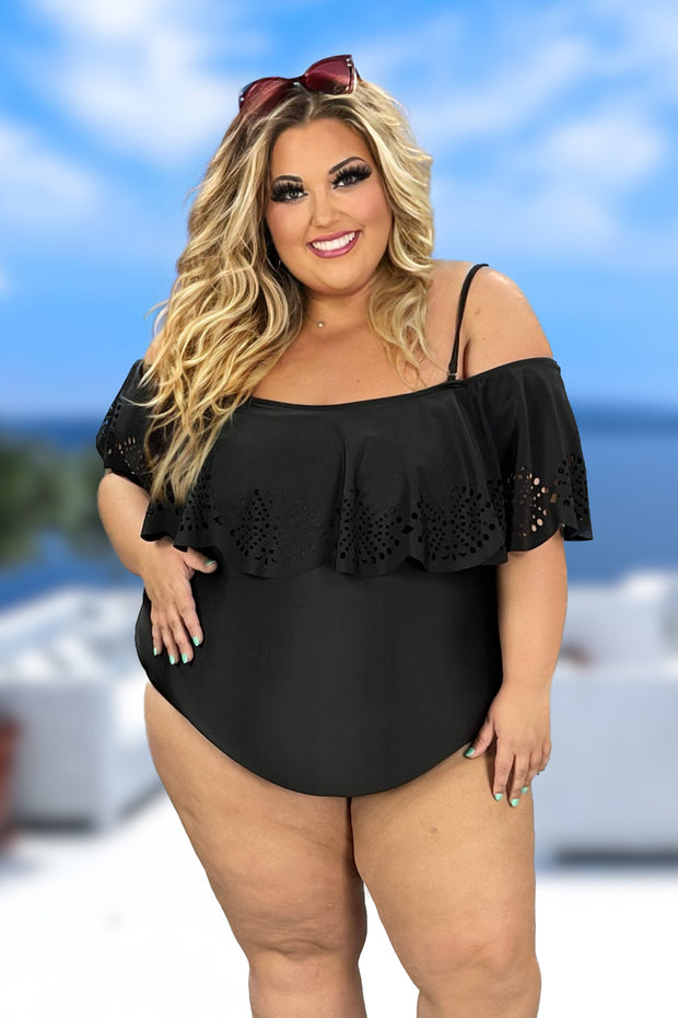 SWIM-G {Feeling Sweet} Black Cut Out One Piece Swimsuit EXTENDED PLUS SIZE 4X