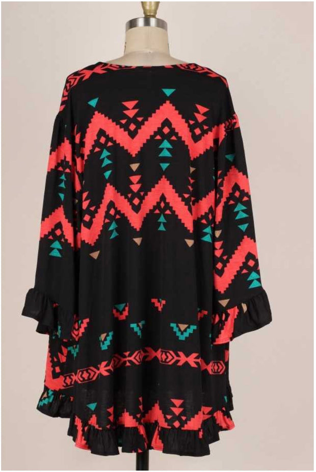 25 OT-H {Dream Walker} Black ***SALE***Aztec Print Cardigan PLUS SIZE 1X 2X 3X