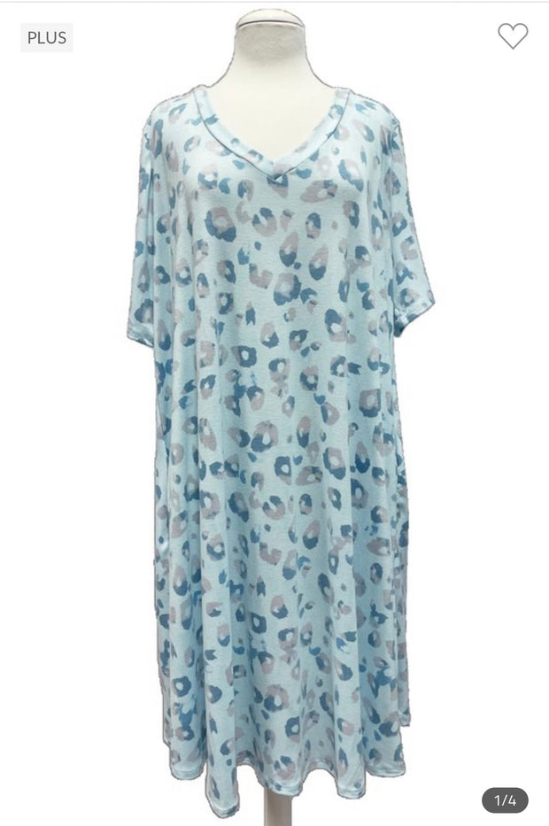 30 PSS-A {Fiercely Fresh} Aqua Animal ***SALE***Print Dress EXTENDED PLUS 3X 4X 5X