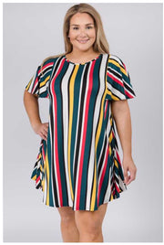 PSS-C {Charming Lady} Multi Color Vertical Stripe Tunic *SALE!!* PLUS SIZE 1X 2X 3X