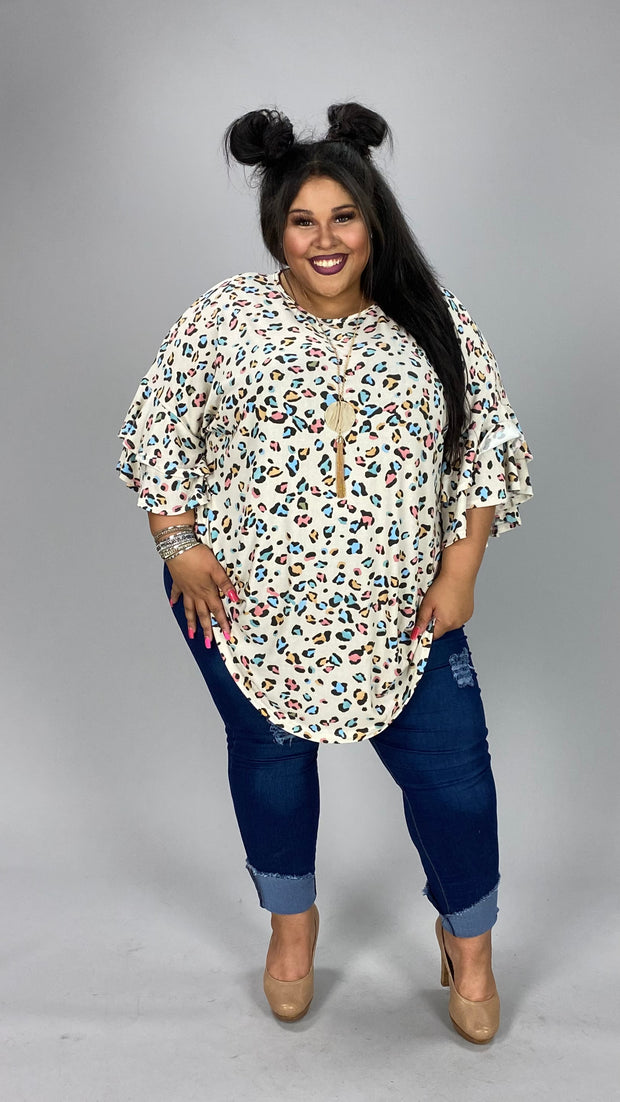 68 PQ-M {Extra Is Better} Multi-Color Leopard Print Tunic EXTENDED PLUS SIZE 3X 4X 5X