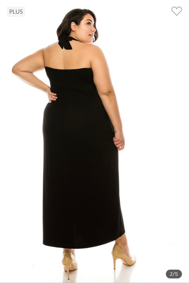 LD-G {Keep Them Wondering} Black Smocked Dress PLUS SIZE 1X 2X 3X