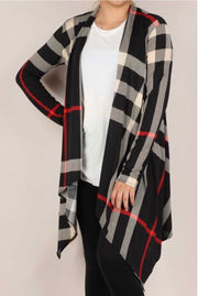 30 OT-C {Not My Type} Black Red Plaid Cardigan PLUS SIZE XL 2X 3X