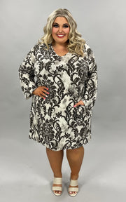 20 PQ-H {Fancy Like That} Brown Print Dress PLUS SIZE 1X 2X 3X