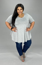 74 SSS-A {The Time Is Now} Heather Grey V-Neck Top EXTENDED PLUS SIZE 1X 2X 3X 4X 5X