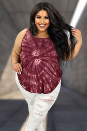 22 SV-R {Take It From Me} Burgundy Tie Dye Top PLUS SIZE 1X 2X 3X