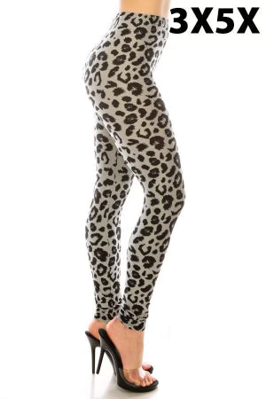 LEG-30 {Jump To It} Leopard Print Full Length Leggings EXTENDED PLUS SIZE 3X/5X