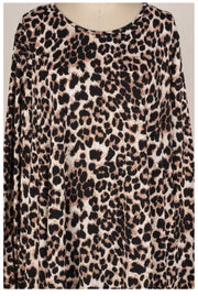PLS-B {She's Got Sass} SALE!! Black Tan Leopard Long Sleeve Dress EXTENDED PLUS SIZE 3X 4X 5X