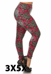 BIN 98 {Fairy Tale Beauty} Swirl Print Full Length Leggings EXTENDED PLUS SIZE 3X/5X