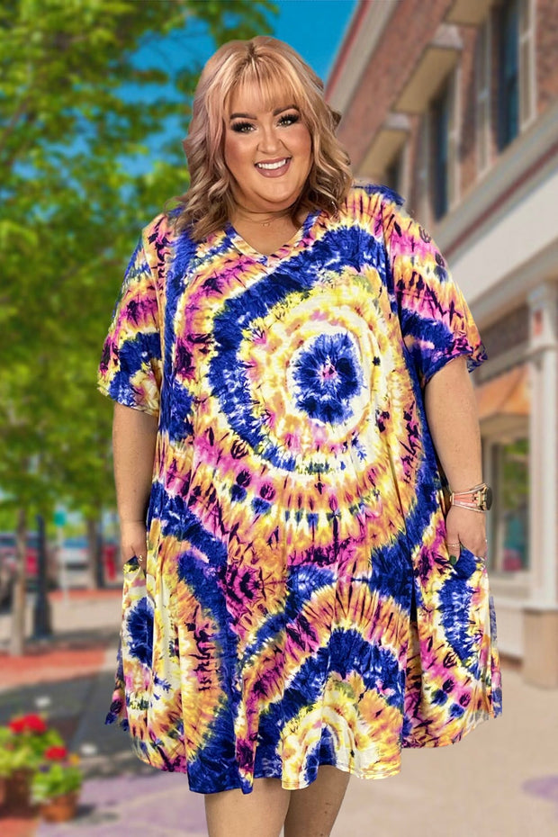 37 PSS-K {Better Than Ever} Purple Tie Dye V-Neck Dress EXTENDED PLUS SIZE 3X 4X 5X