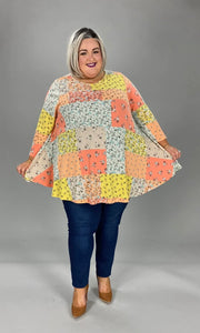 30 PQ-A {Last Direction} Yellow Patchwork Top EXTENDED PLUS SIZE 3X 4X 5X