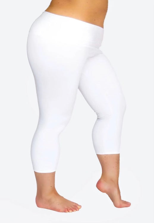 LEG-69 {Making Strides} White "Buttersoft" Capri Plus