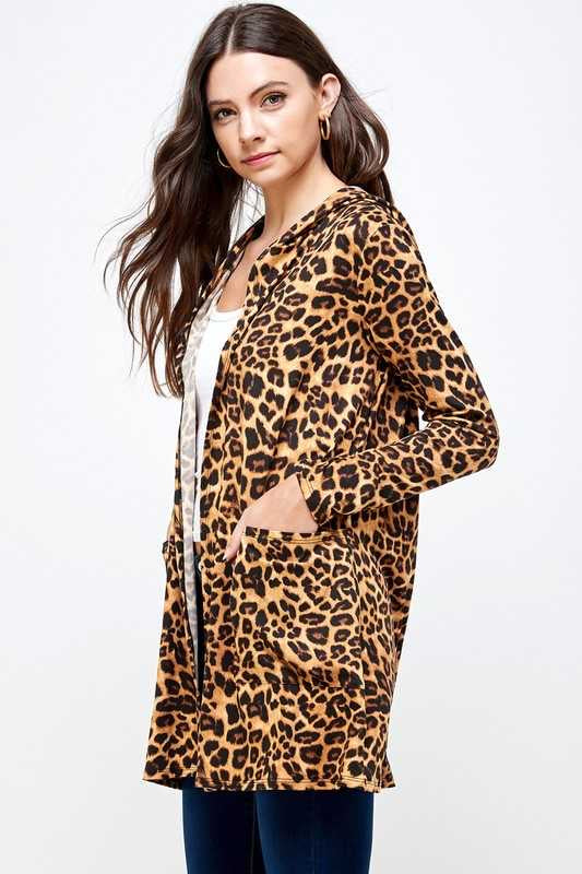 22 OT-P {Hold On Tight} Leopard SALE!!! Hooded Cardigan PLUS SIZE XL 2X 3X