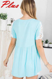 36 SD-C {Something Special} BLUE Babydoll Lace Sleeve Top