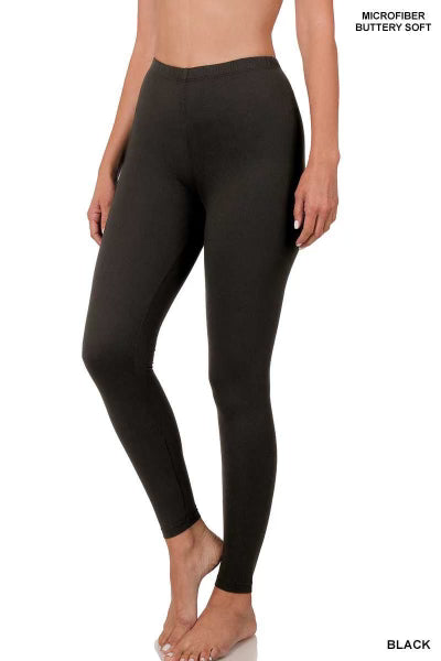 LEG-R {Leg Up} Black Microfiber Full Length Leggings PLUS SIZE 1X 2X 3X