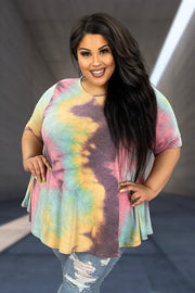 50 PSS-L {You Are Worthy} Multi-Color Tie Dye Top EXTENDED PLUS SIZE 3X 4X 5X